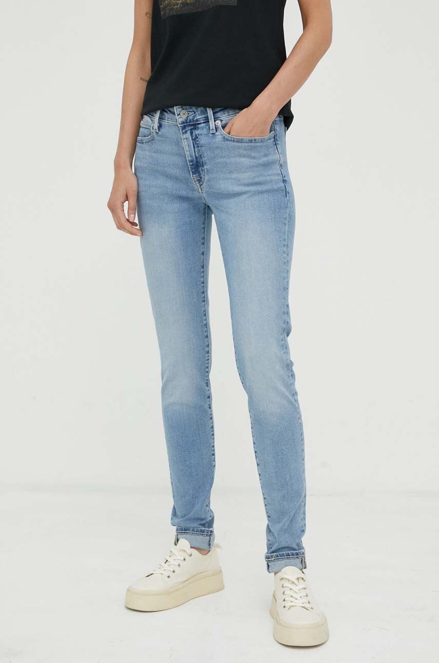 Levi's jeansy 711 SKINNY damskie kolor niebieski