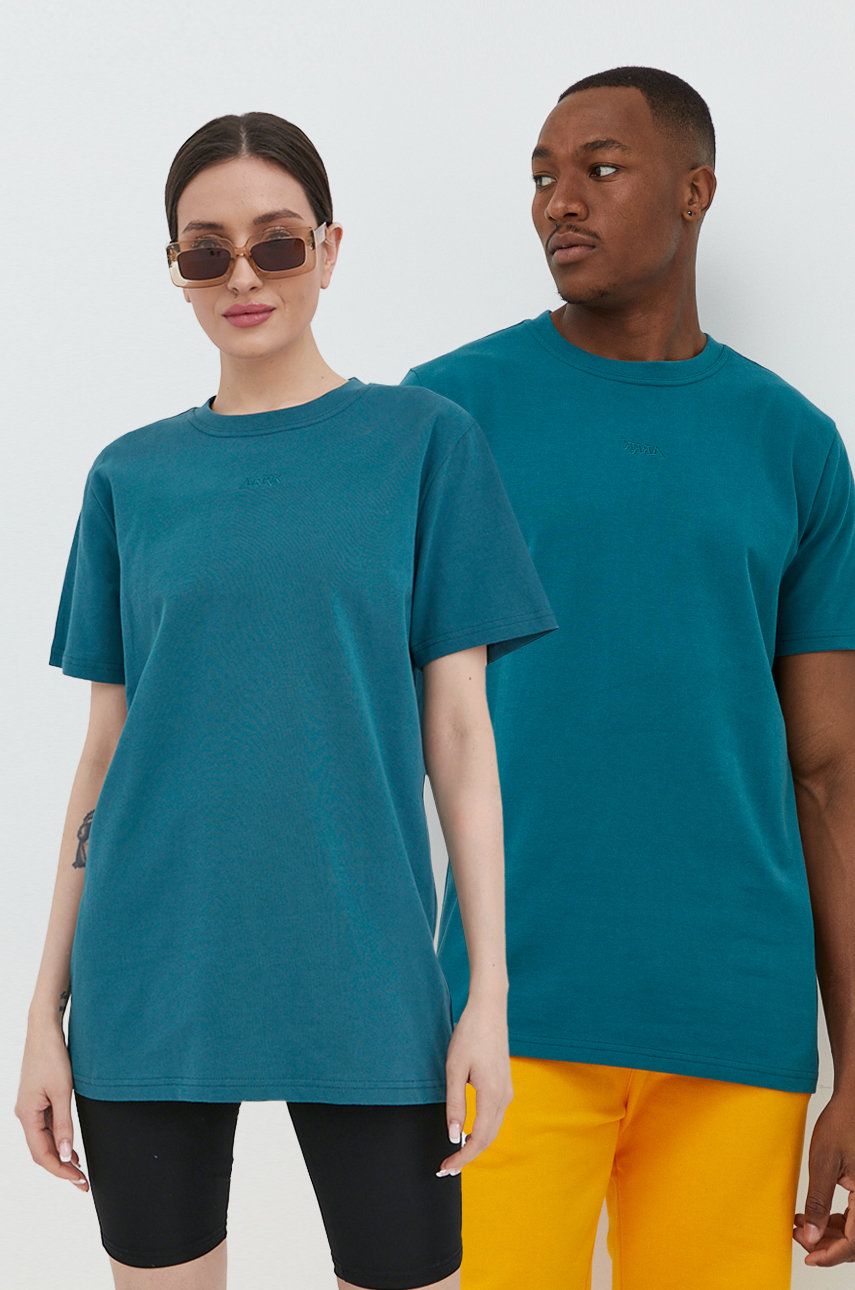 Arkk Copenhagen t-shirt bawełniany kolor zielony gładki