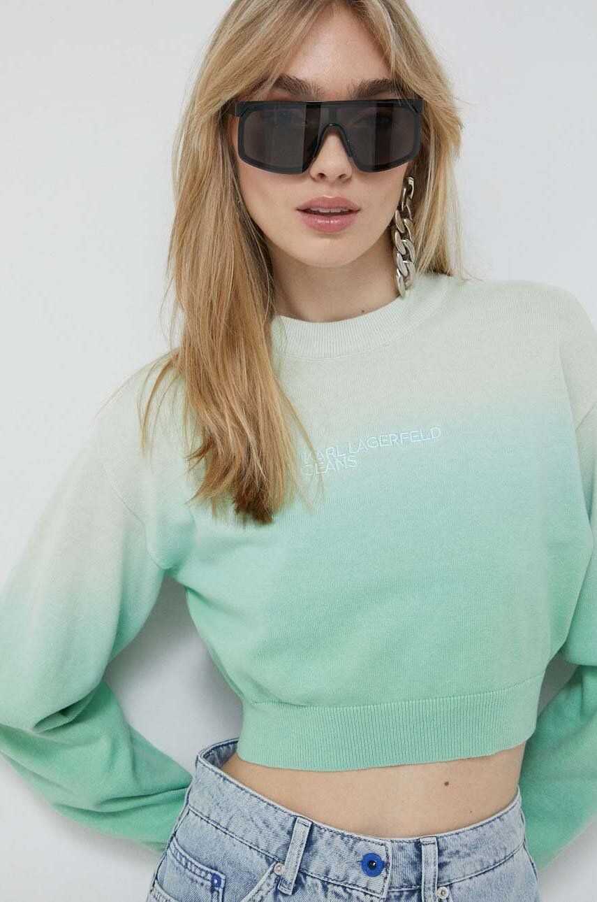 Karl Lagerfeld Jeans sweter bawełniany kolor zielony