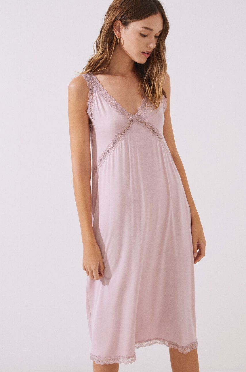 women'secret koszula nocna Into a Bloom damska kolor różowy