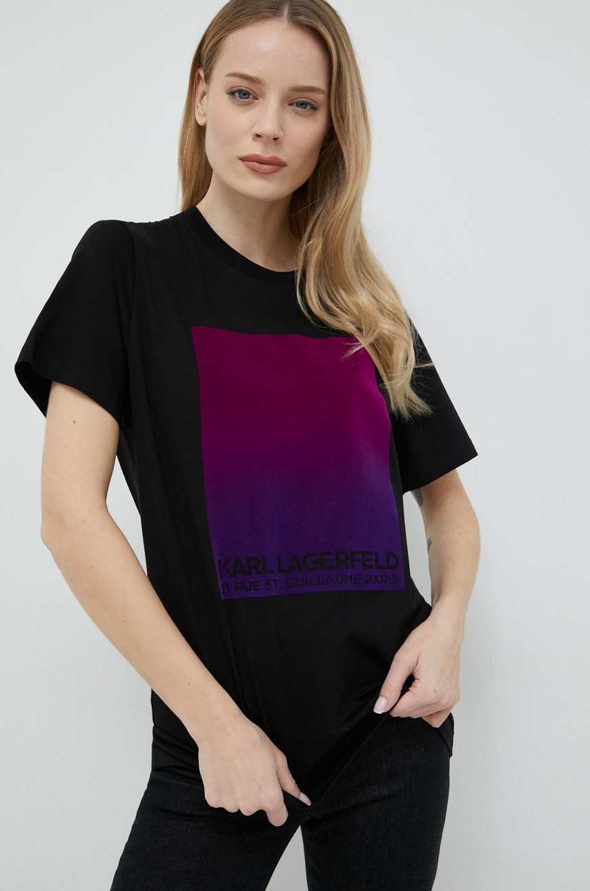 Karl Lagerfeld t-shirt bawełniany kolor czarny