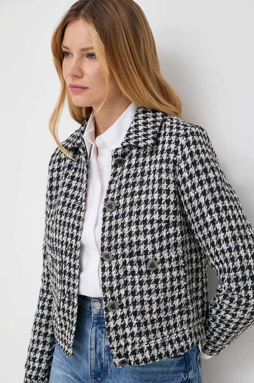 Morgan marynarka kolor czarny jednorzędowa wzorzysta