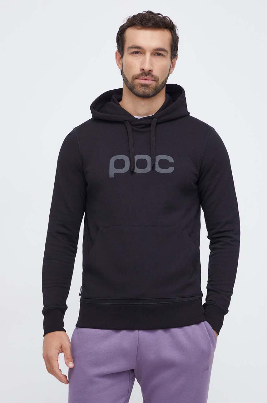 POC bluza bawełniana męska kolor czarny z kapturem z nadrukiem