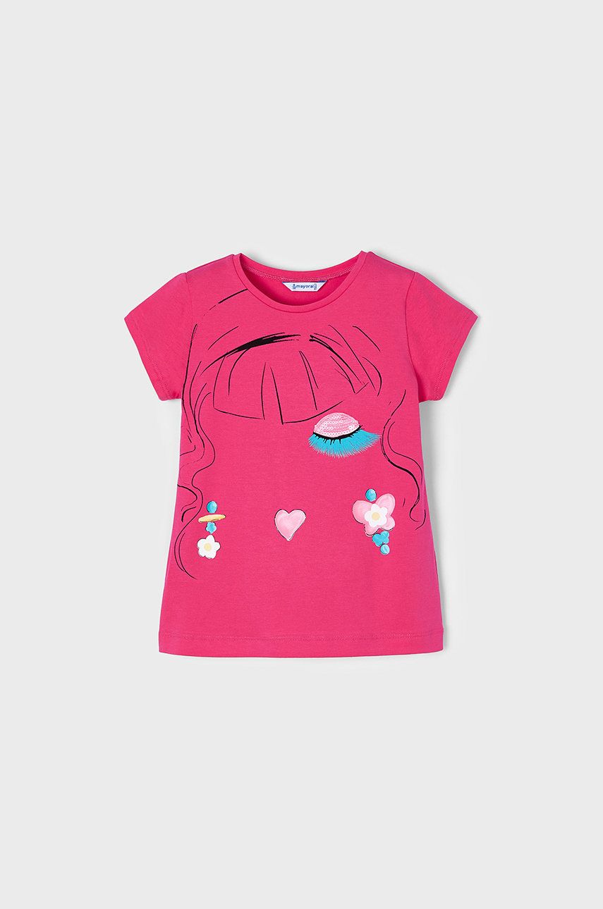 Mayoral T-shirt bawełniany dziecięcy kolor różowy