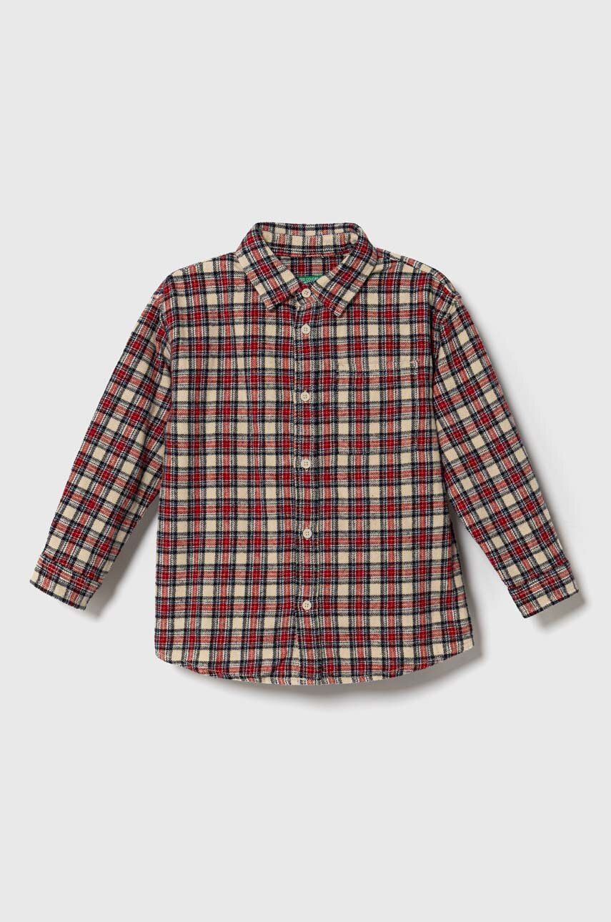 United Colors of Benetton koszula bawełniana dziecięca kolor bordowy