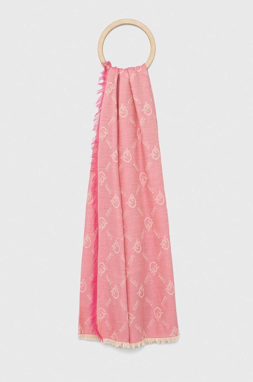 Pinko szal damski kolor różowy wzorzysty