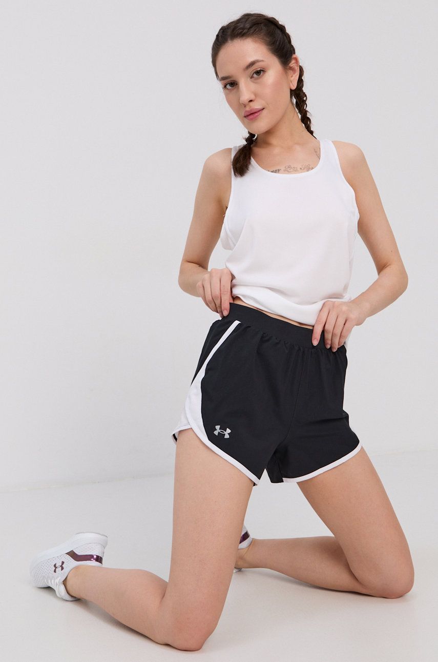 Under Armour szorty do biegania Fly-By 2.0 kolor czarny medium waist