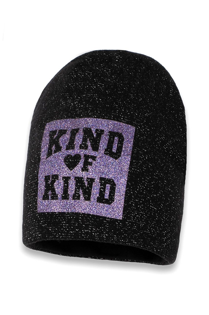 Broel czapka dziecięca kolor czarny z cienkiej dzianiny