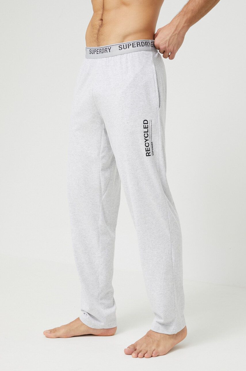 Superdry spodnie piżamowe męskie kolor szary z nadrukiem