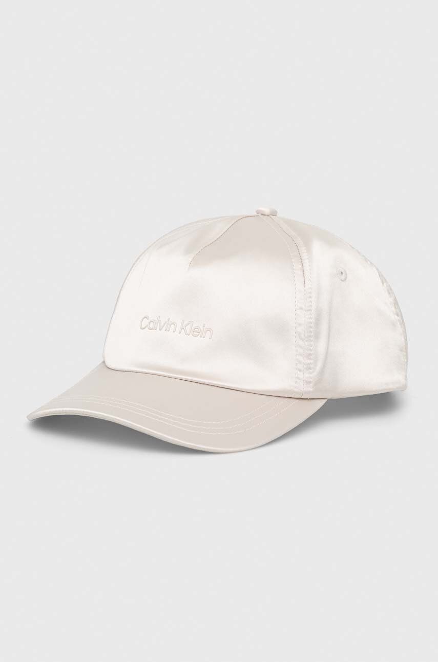 Calvin Klein czapka z daszkiem kolor beżowy gładka