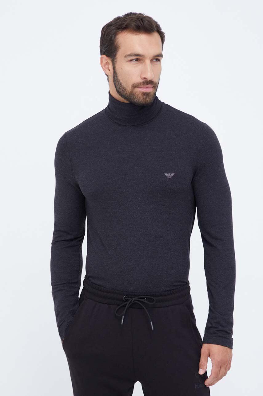 Emporio Armani Underwear longsleeve lounge kolor czarny gładki