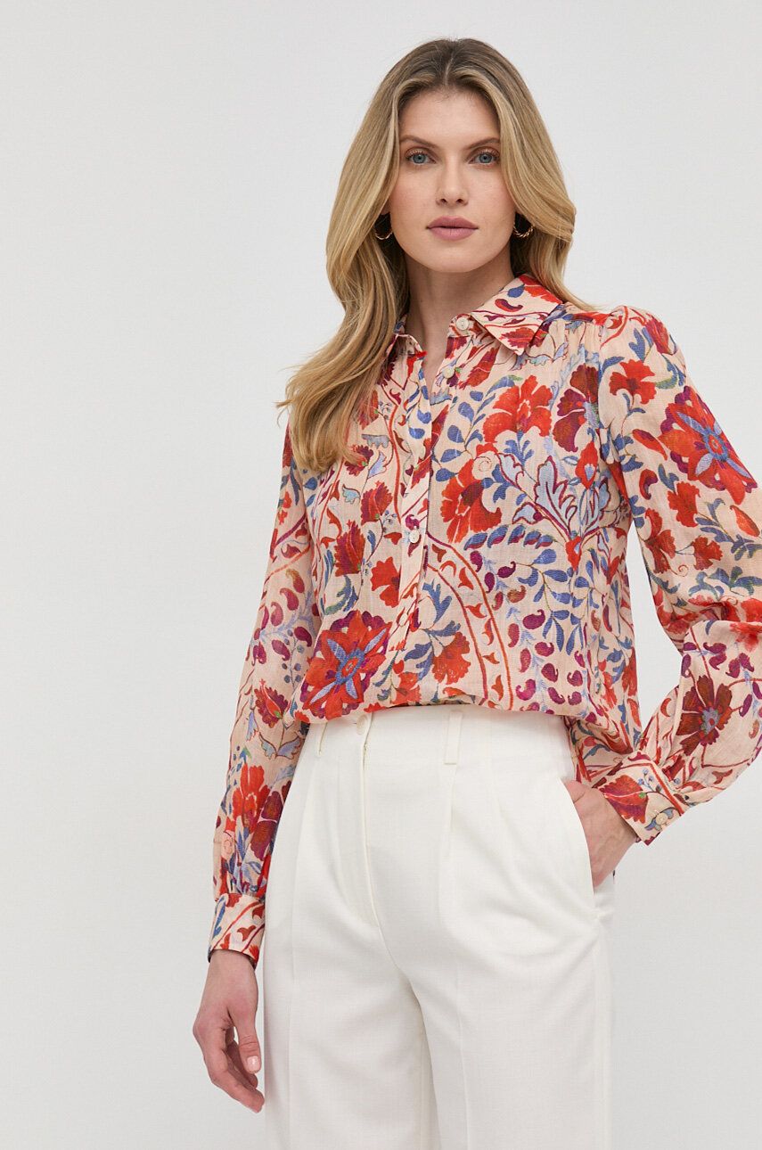 Luisa Spagnoli koszula damska kolor pomarańczowy relaxed z kołnierzykiem klasycznym