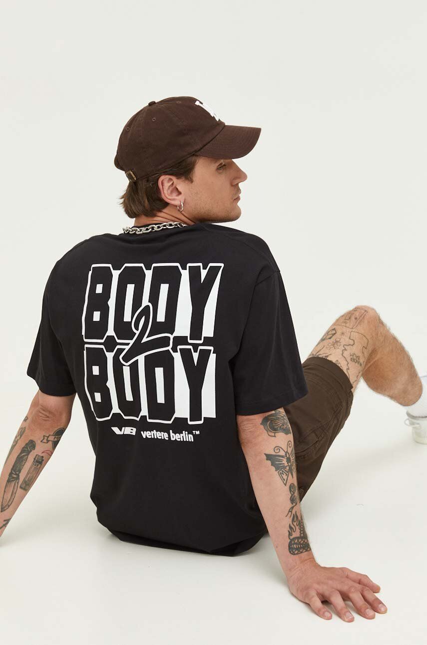 Vertere Berlin t-shirt bawełniany kolor czarny z nadrukiem