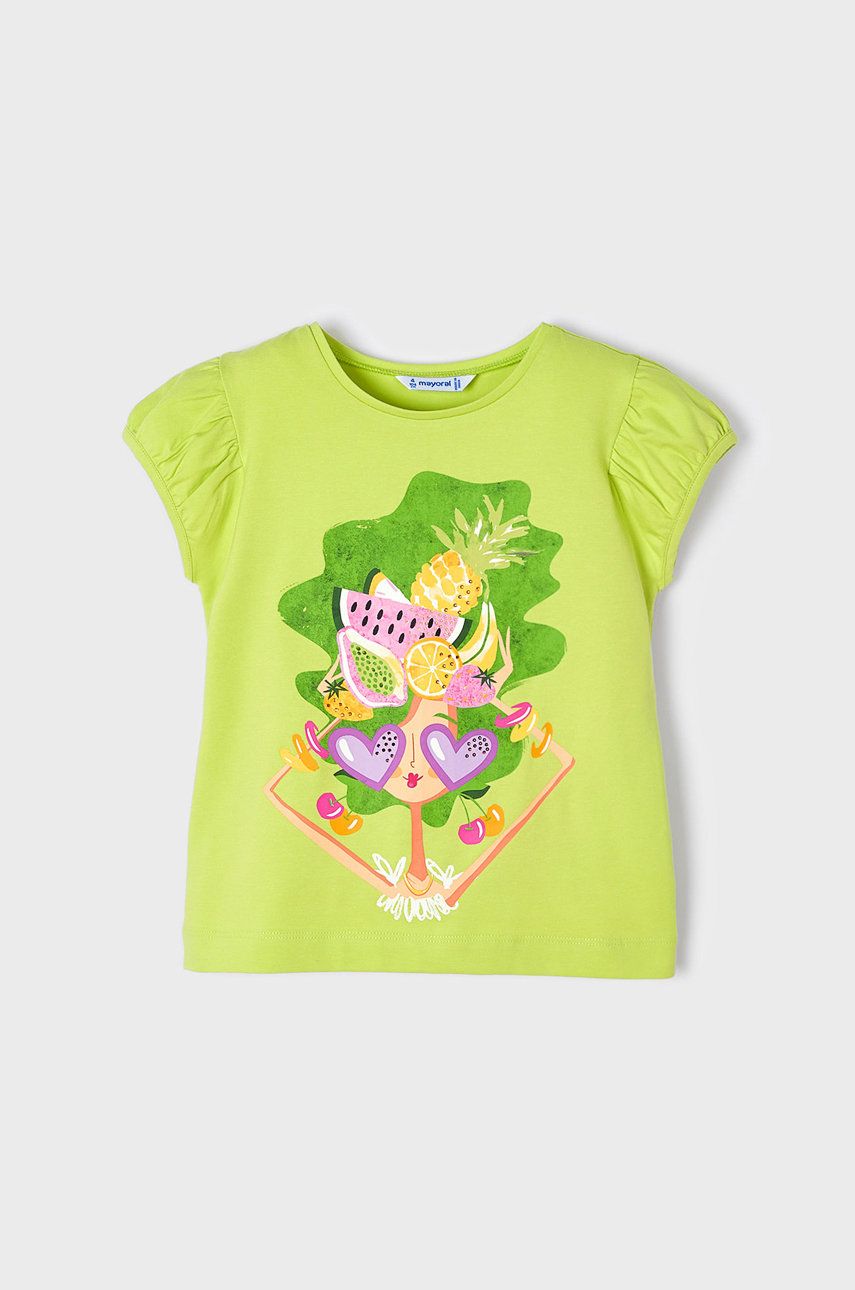 Mayoral T-shirt bawełniany dziecięcy kolor zielony