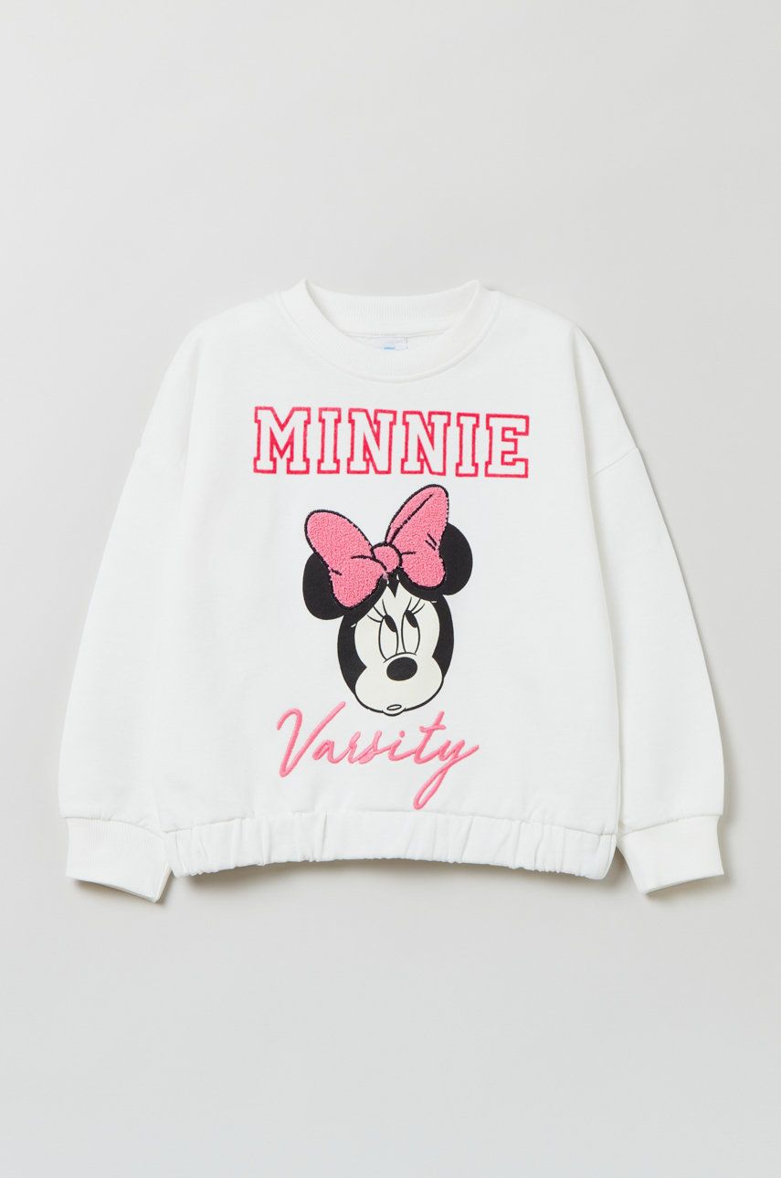 OVS bluza bawełniana dziecięca kolor biały z nadrukiem
