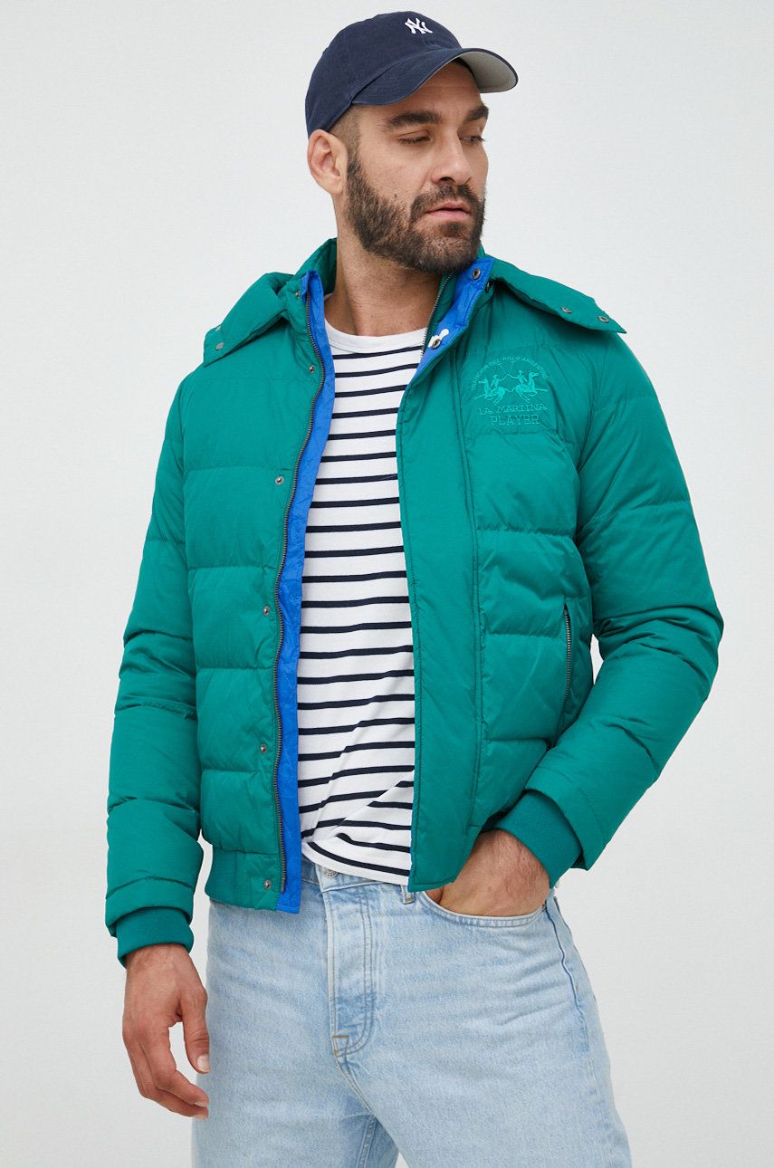 La Martina kurtka puchowa męska kolor zielony zimowa