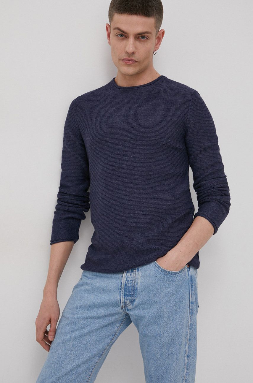 Solid Sweter męski kolor granatowy lekki