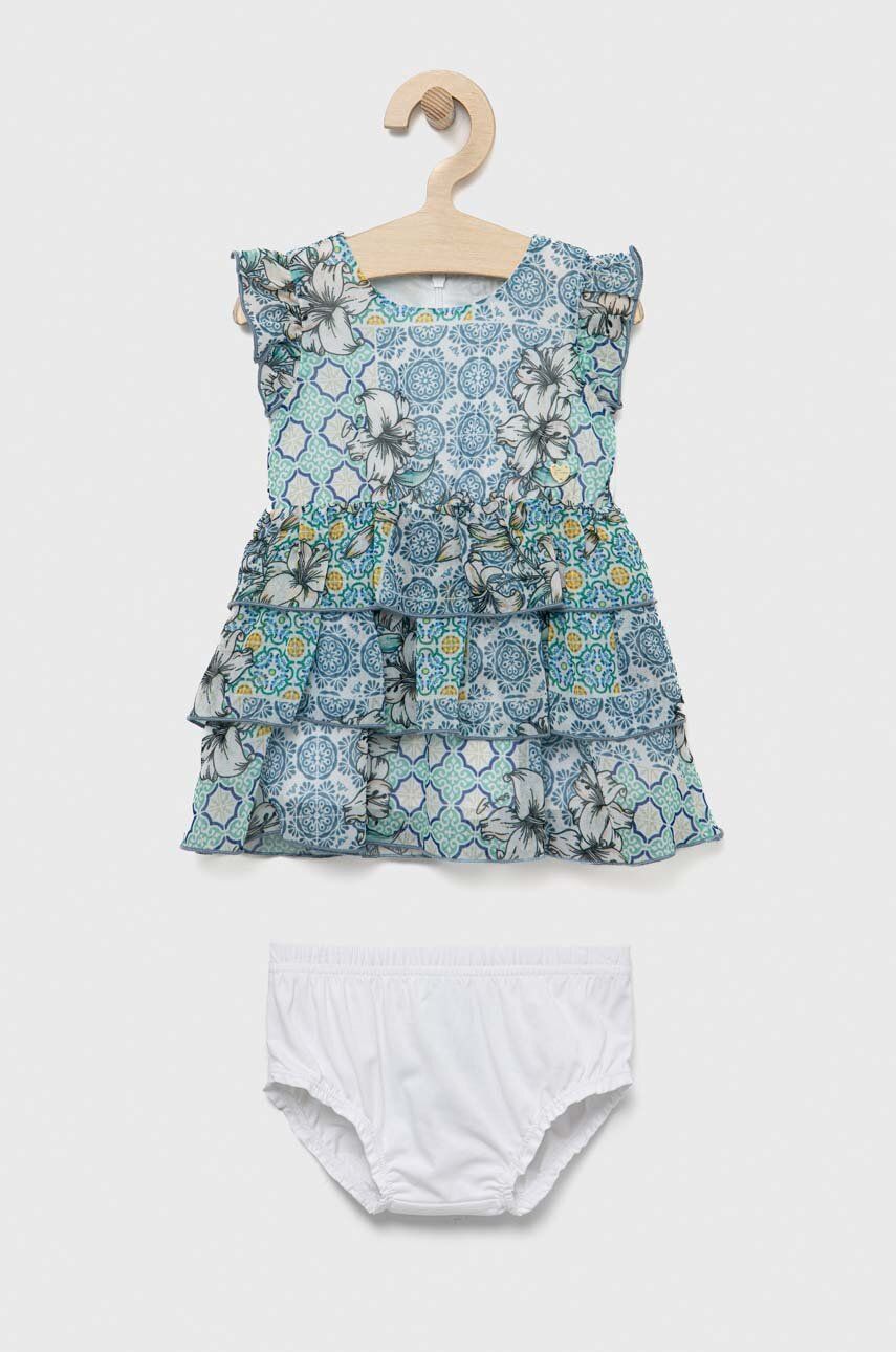 Guess sukienka niemowlęca kolor zielony mini rozkloszowana