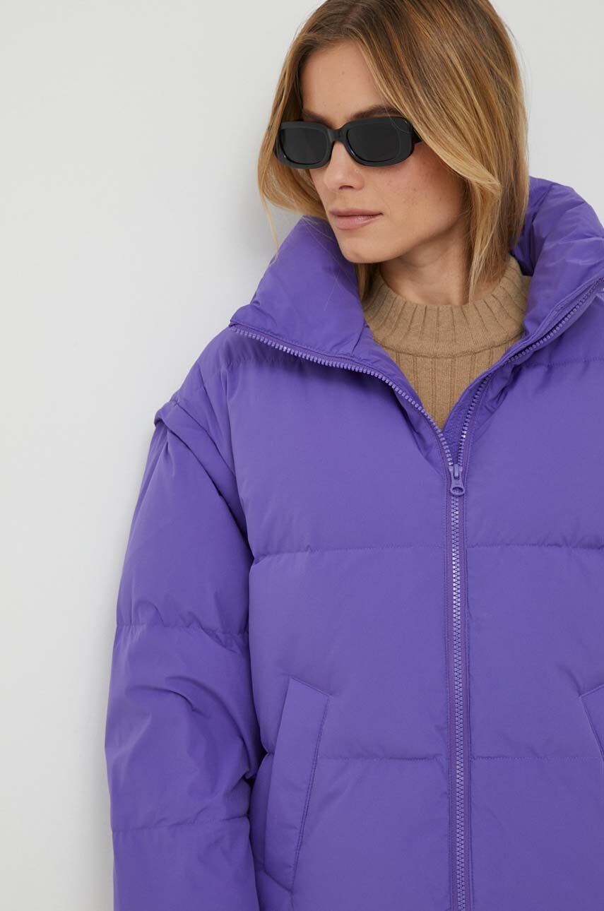 United Colors of Benetton kurtka puchowa damska kolor fioletowy zimowa oversize
