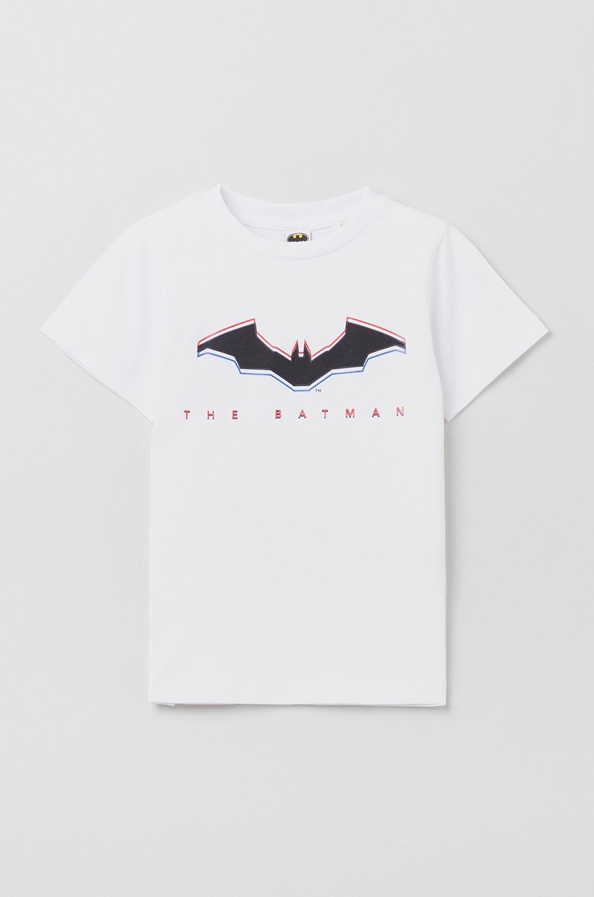 OVS t-shirt bawełniany dziecięcy kolor biały z nadrukiem