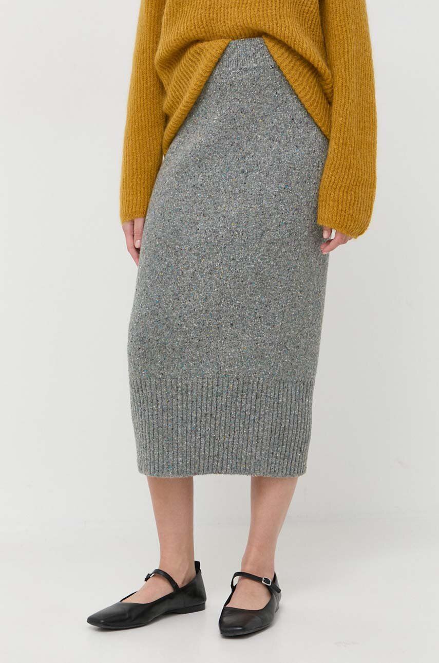 Weekend Max Mara spódnica wełniana kolor szary midi prosta