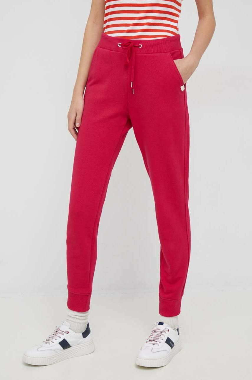 United Colors of Benetton spodnie dresowe bawełniane kolor fioletowy gładkie