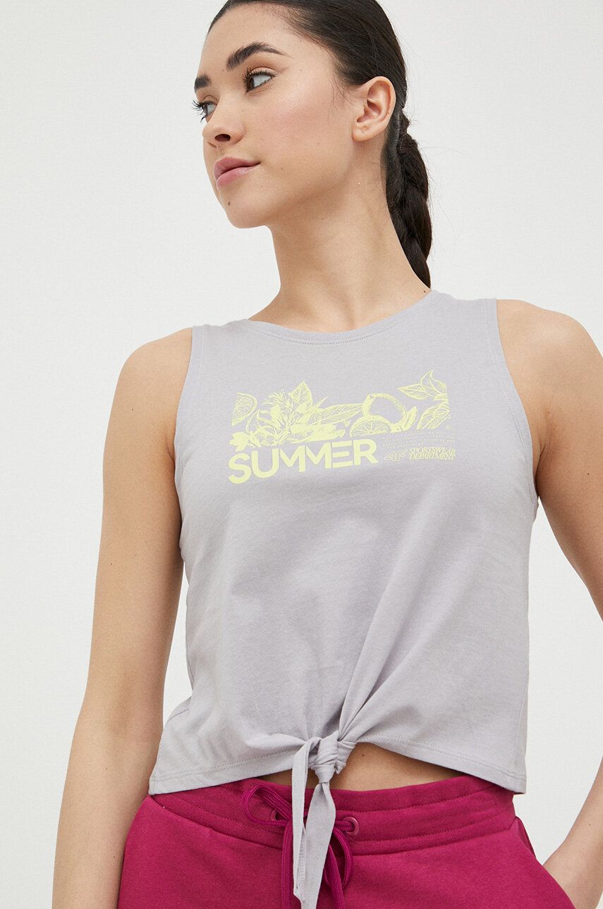 4F top bawełniany kolor szary