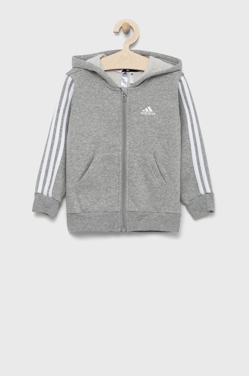 adidas Performance bluza dziecięca H65787 kolor szary z kapturem z aplikacją