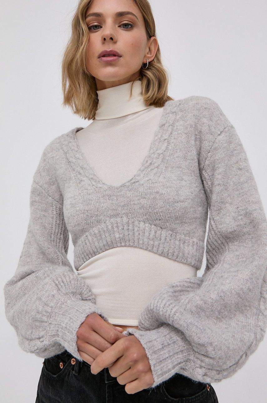 For Love & Lemons Sweter damski kolor szary