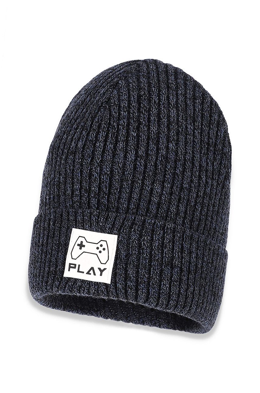 Broel czapka dziecięca kolor granatowy z grubej dzianiny