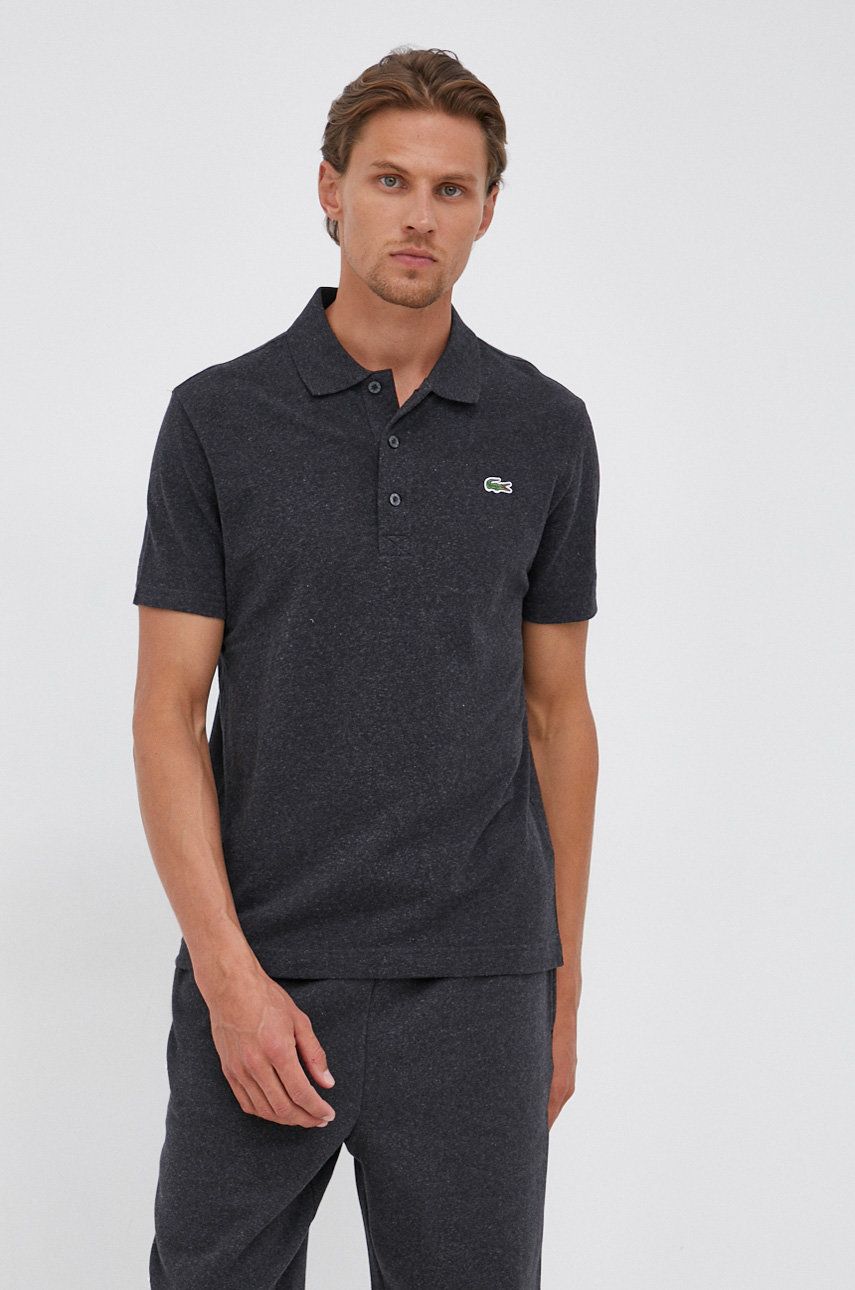 Lacoste polo bawełniane YH4801 kolor szary gładki