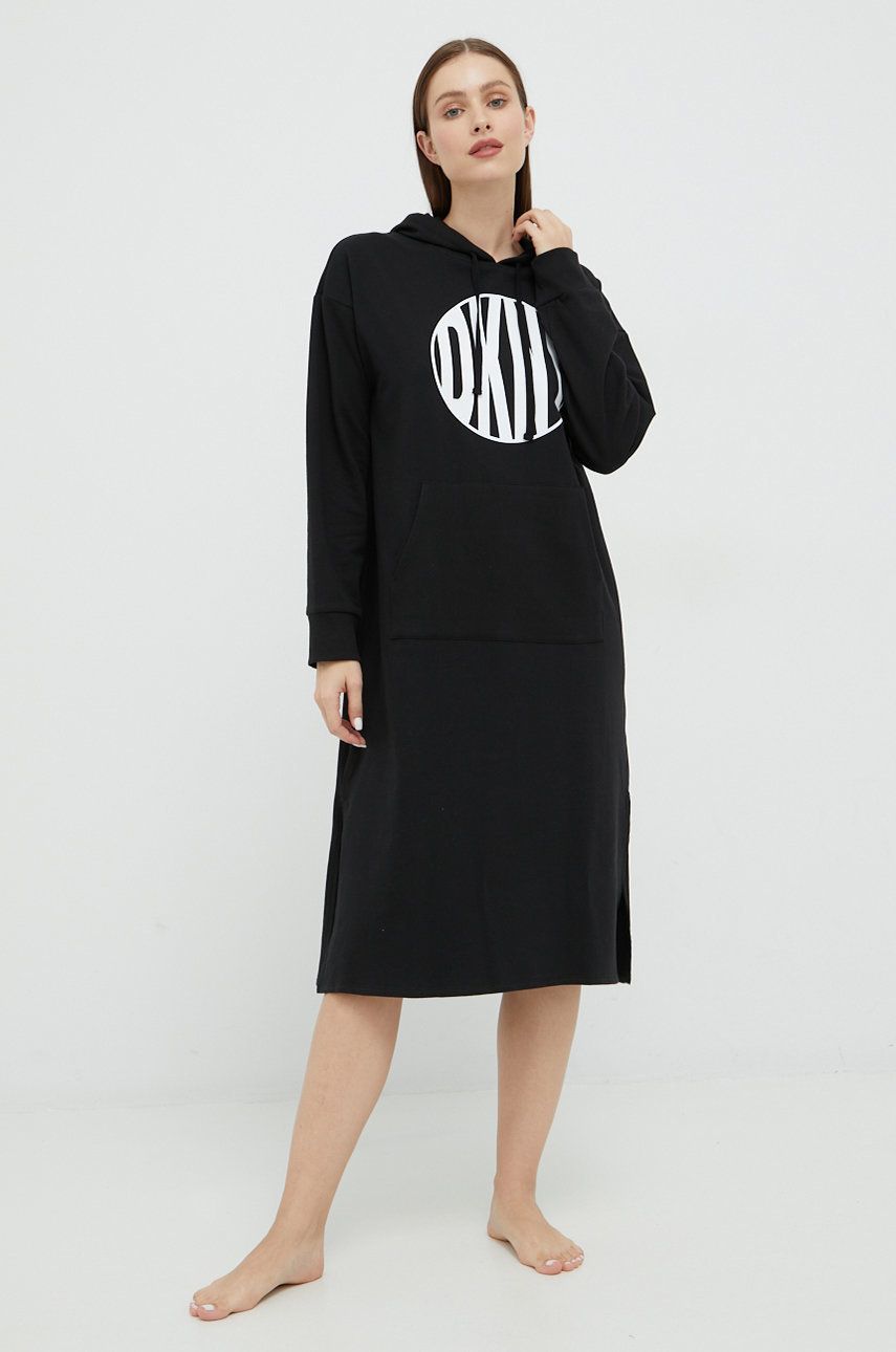 Dkny koszula piżamowa damska kolor czarny