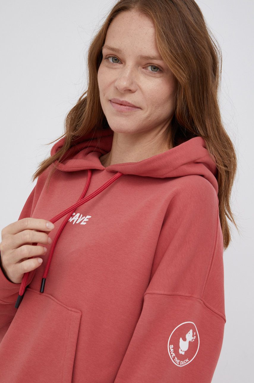 Save The Duck bluza damska kolor różowy z kapturem