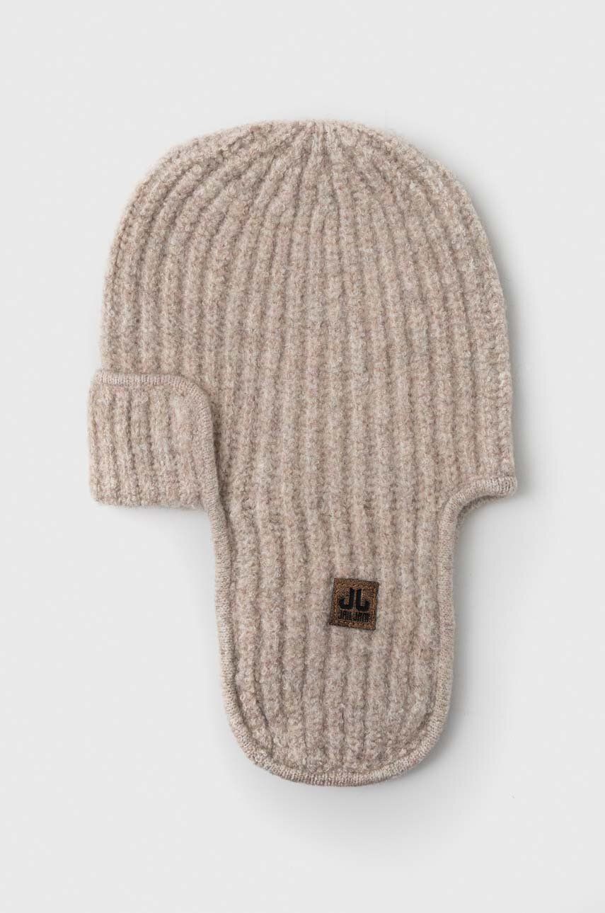 Jail Jam czapka z domieszką wełny kolor beżowy z grubej dzianiny