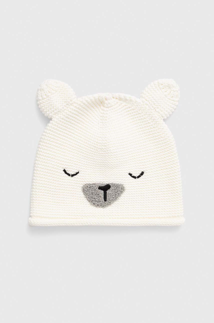 United Colors of Benetton czapka niemowlęca kolor biały z cienkiej dzianiny