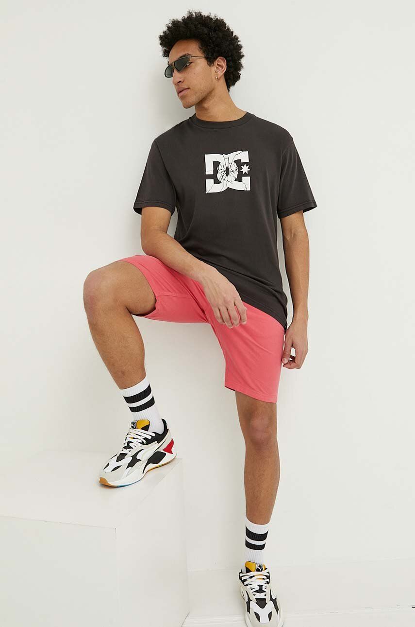 DC t-shirt bawełniany kolor szary z nadrukiem
