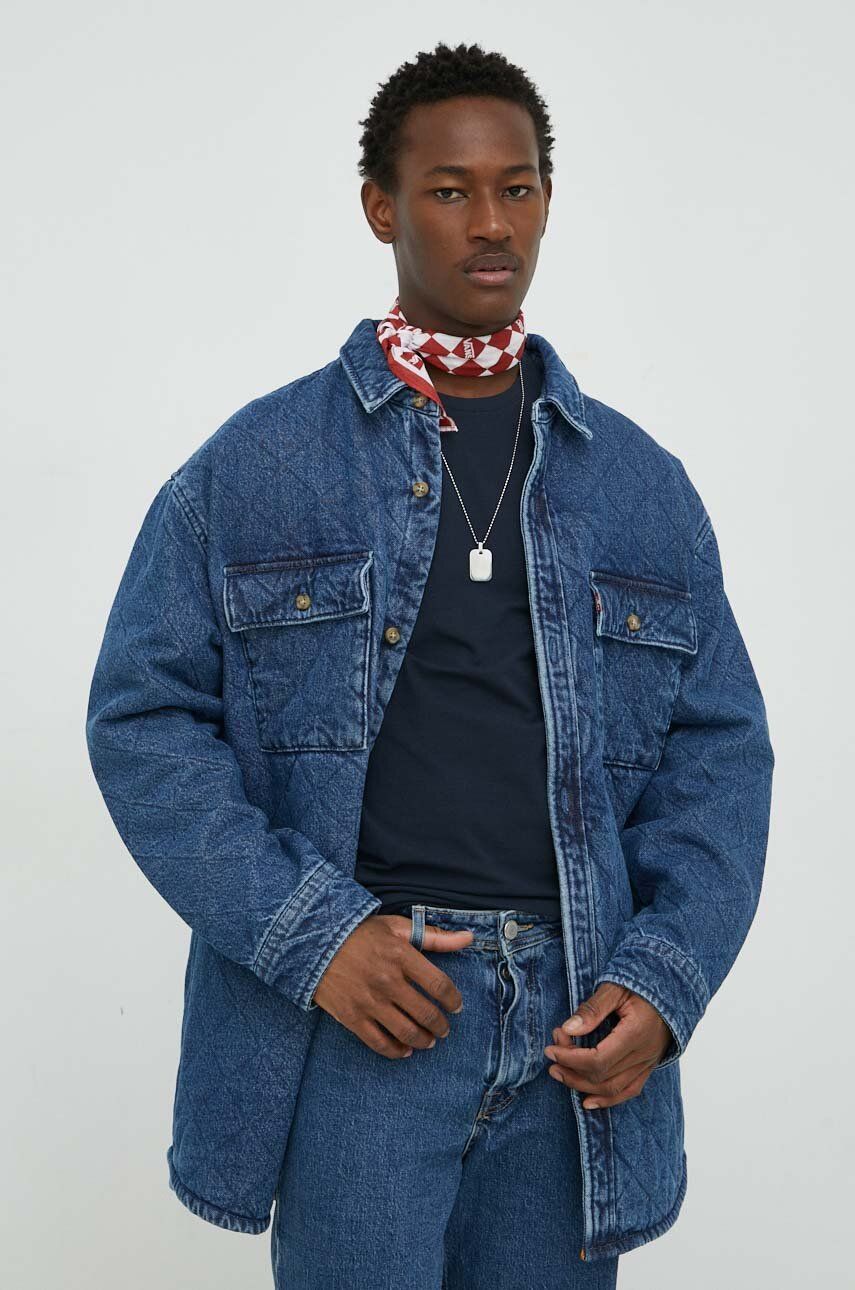 Levi's kurtka jeansowa męska kolor niebieski przejściowa