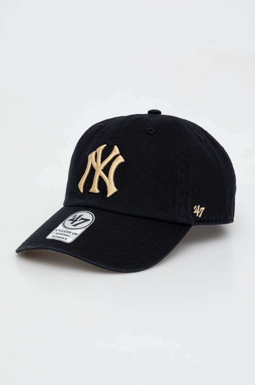 47brand czapka z daszkiem bawełniana MLB New York Yankees kolor czarny z aplikacją
