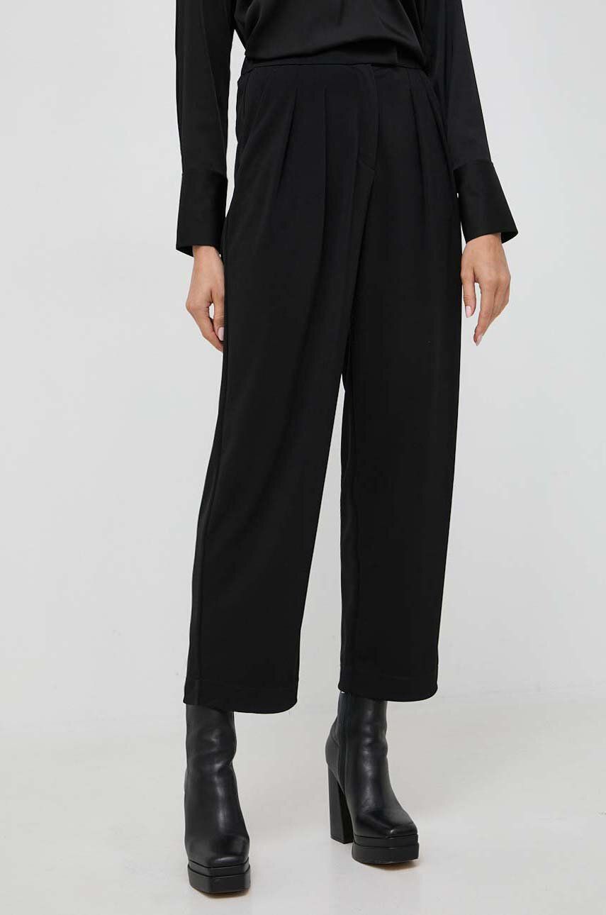 Max Mara Leisure spodnie damskie kolor czarny proste high waist
