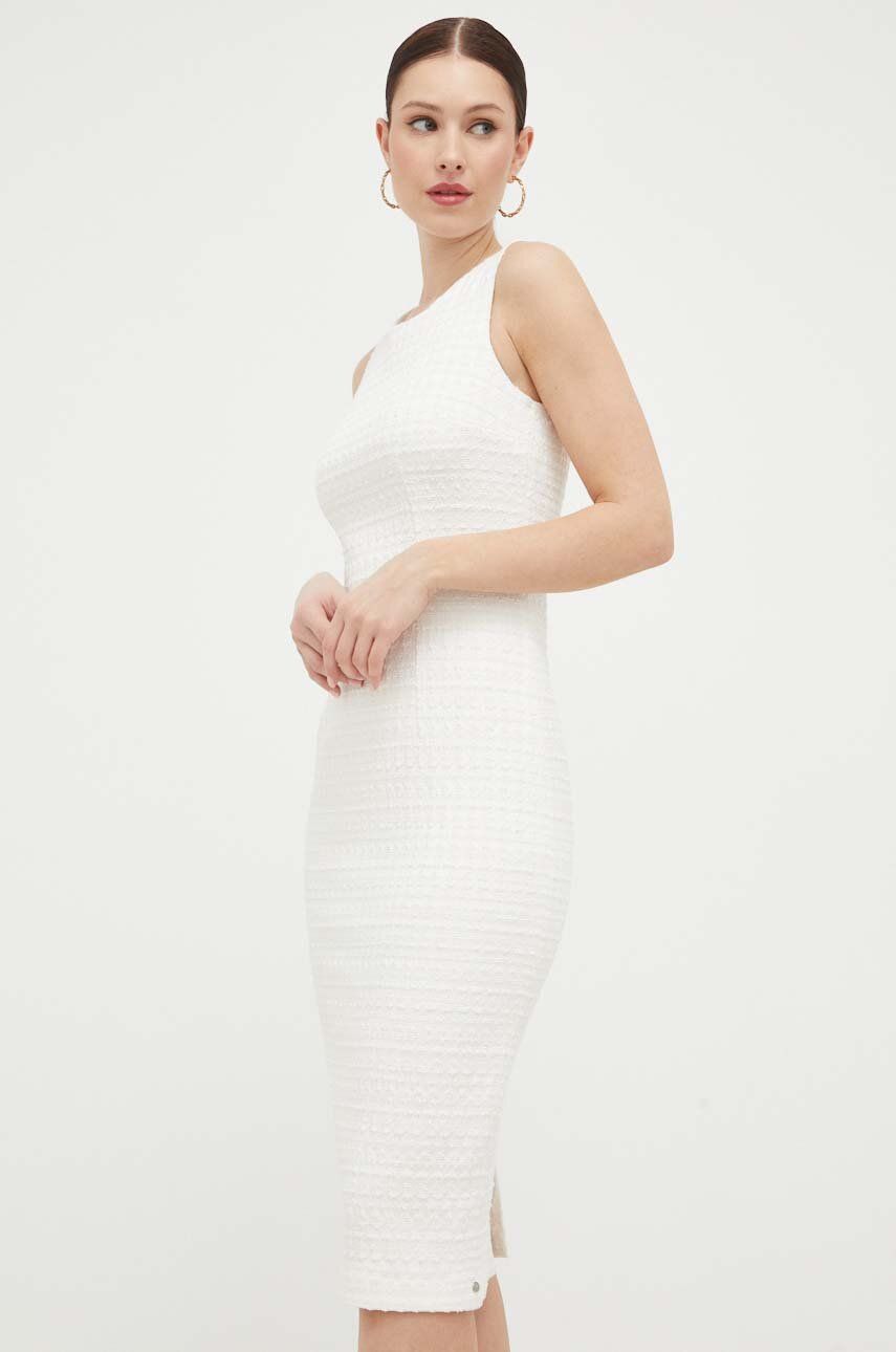 Nissa sukienka kolor beżowy mini dopasowana