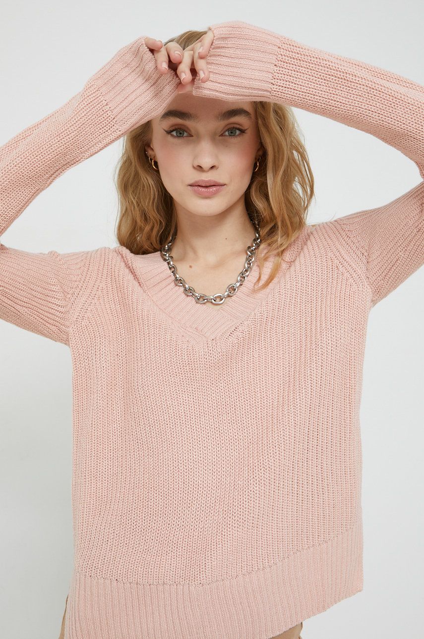 Vila sweter damski kolor różowy