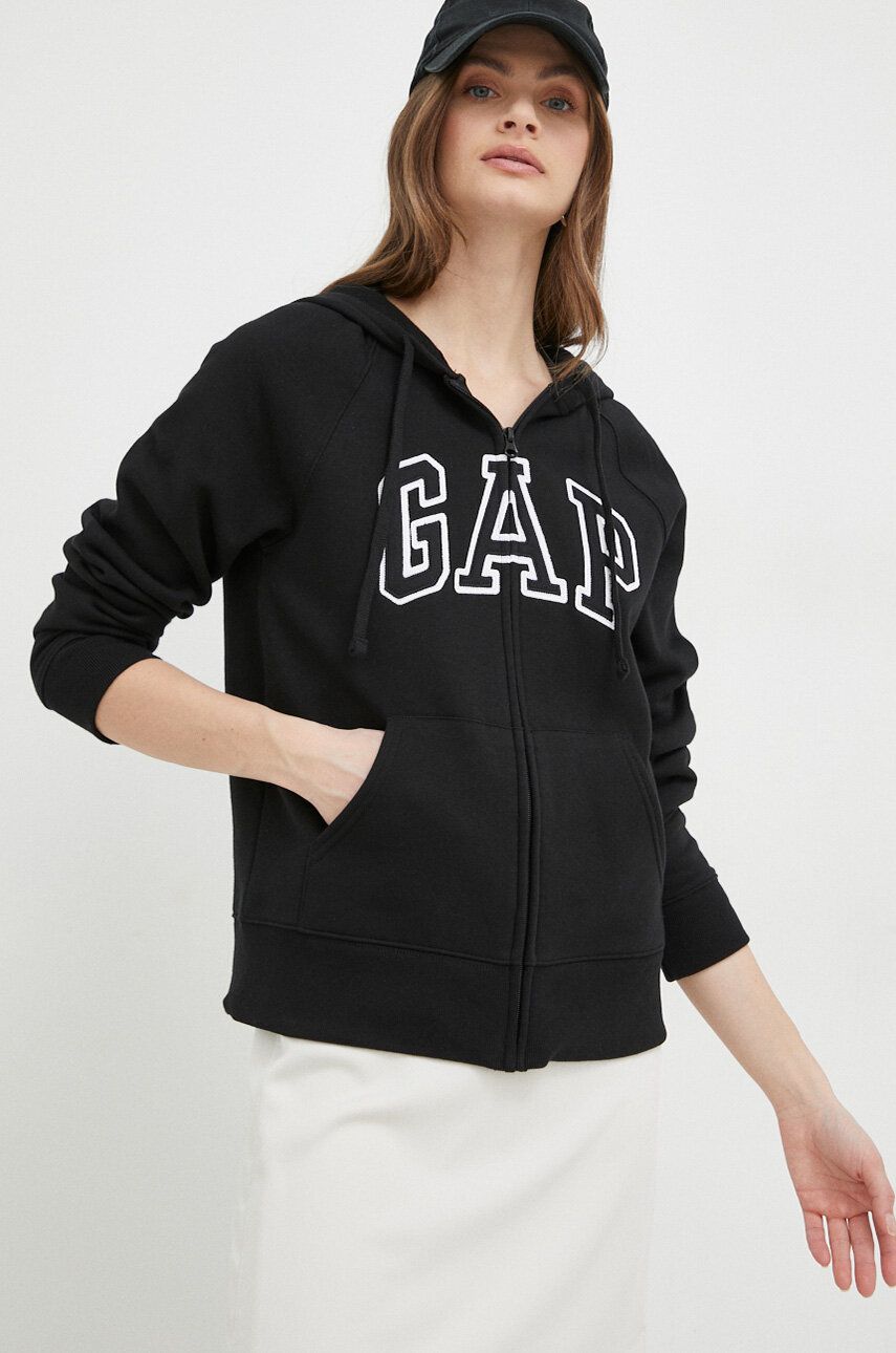 GAP bluza damska kolor czarny z kapturem z aplikacją