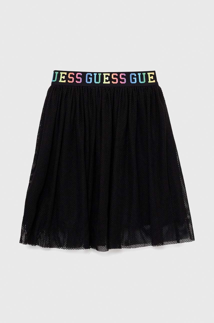 Guess spódnica dziecięca kolor czarny mini rozkloszowana