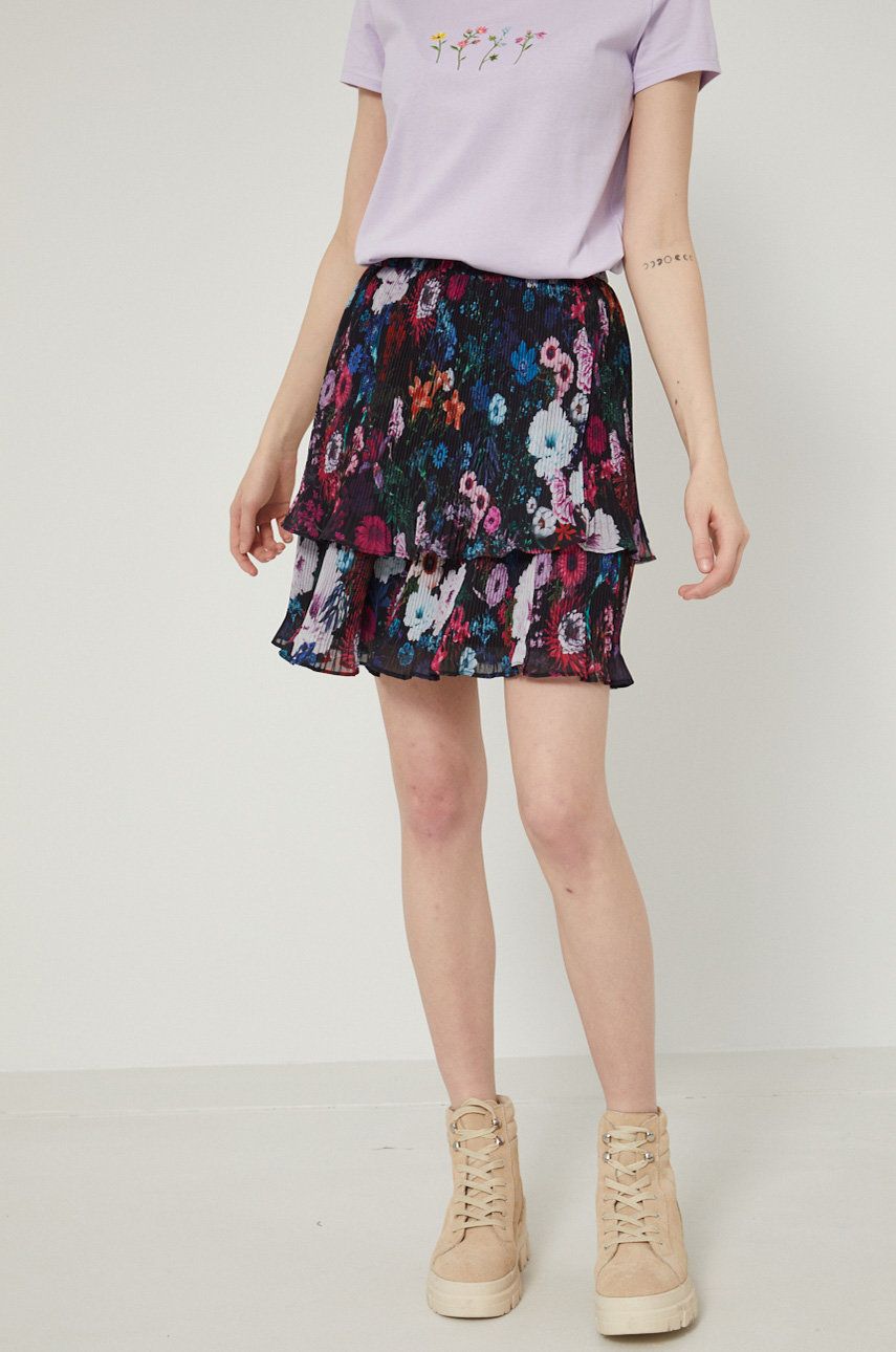 Medicine Spódnica kolor czarny mini rozkloszowana