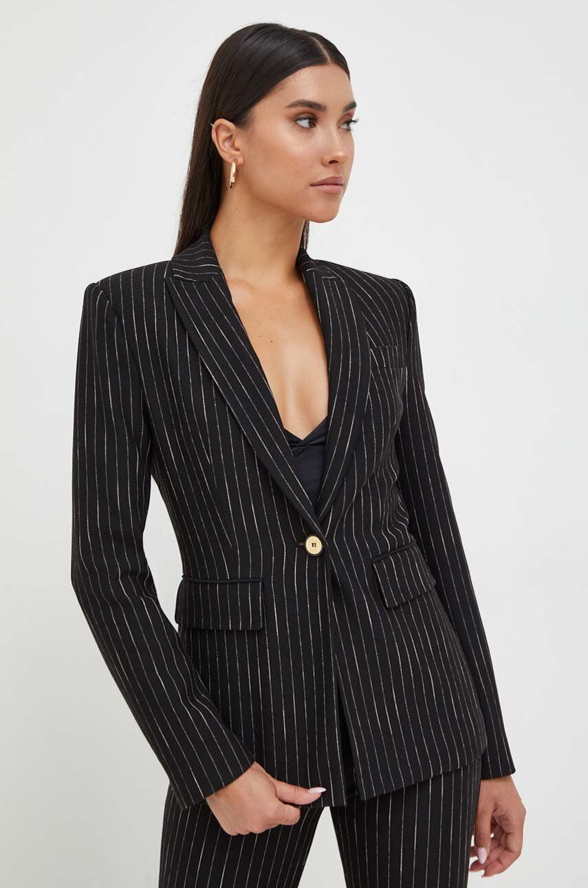 Pinko marynarka kolor czarny jednorzędowa wzorzysta