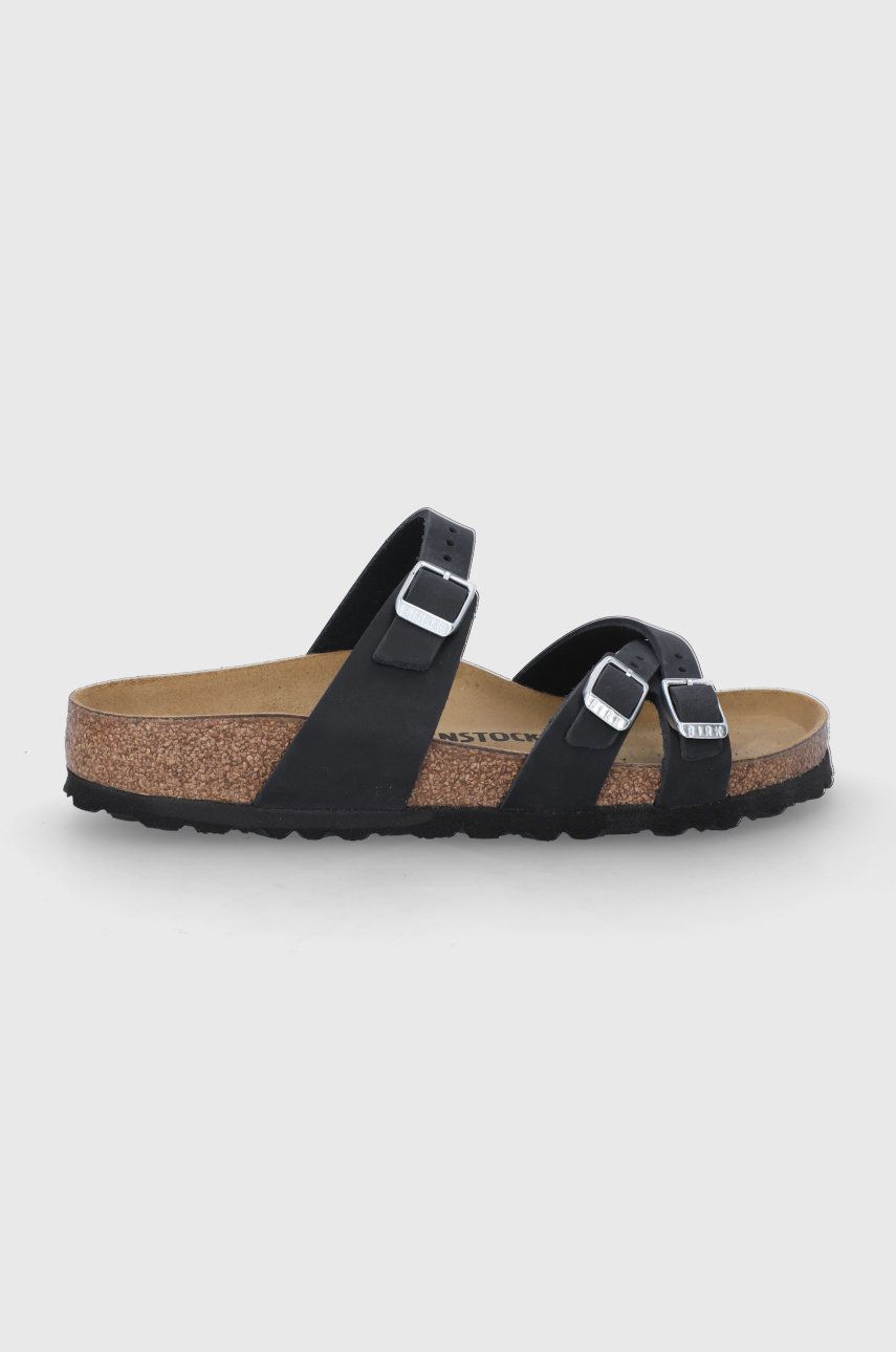 Birkenstock klapki zamszowe Franca 1022623 damskie kolor czarny