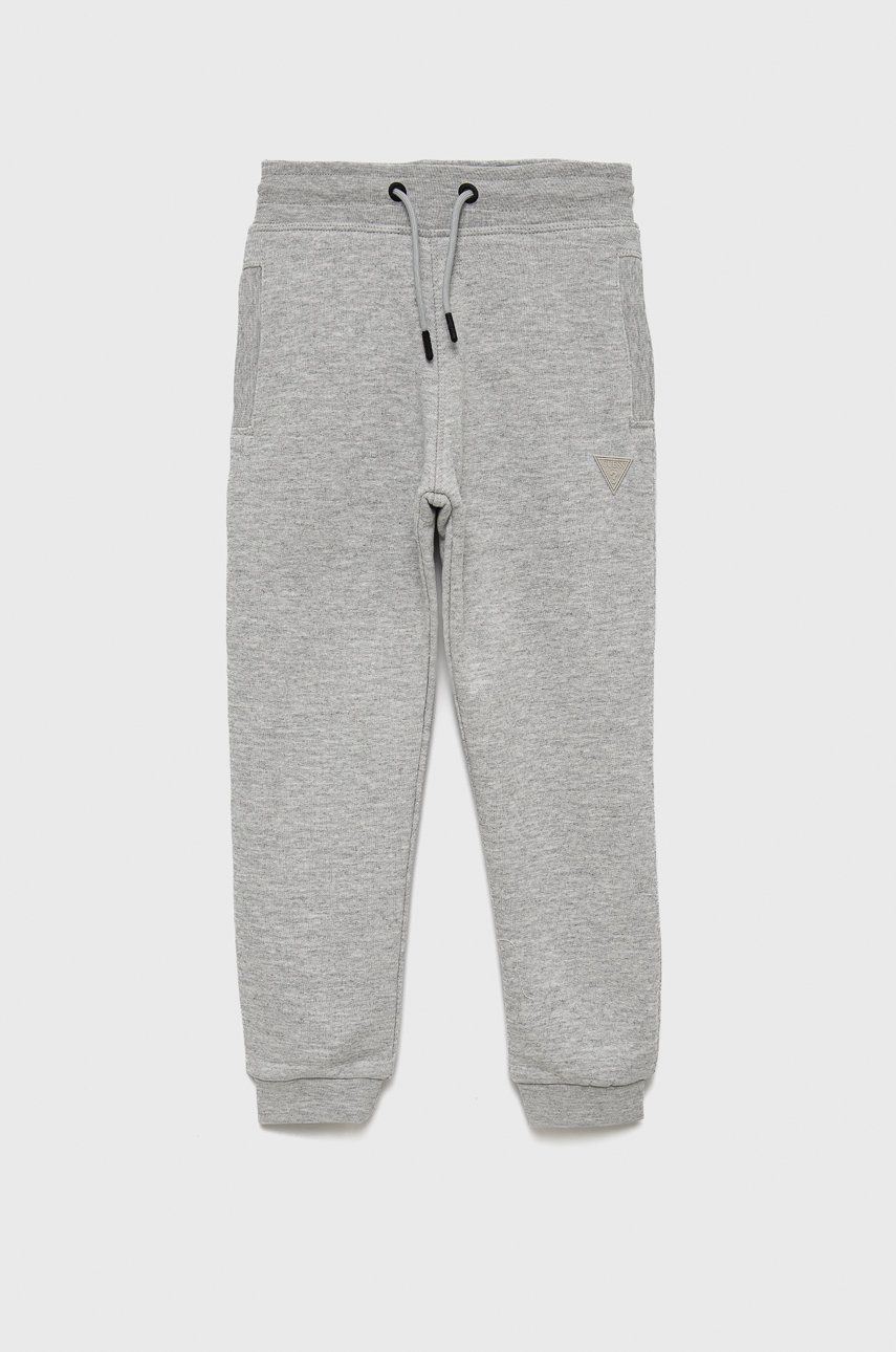 Guess spodnie dziecięce kolor szary gładkie