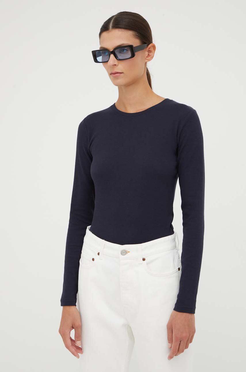 Samsoe Samsoe longsleeve damski kolor granatowy