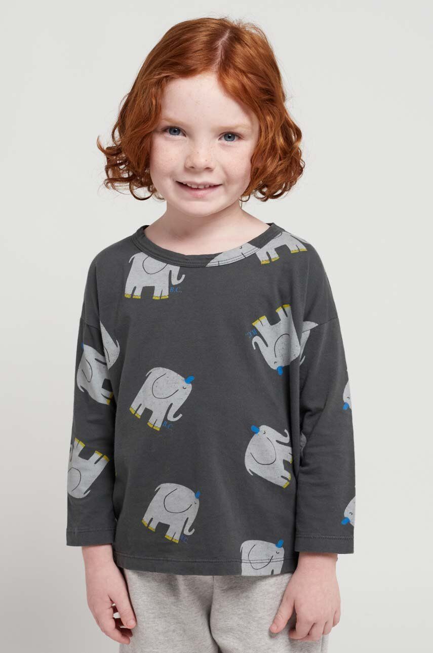 Bobo Choses longsleeve bawełniany dziecięcy kolor szary z nadrukiem