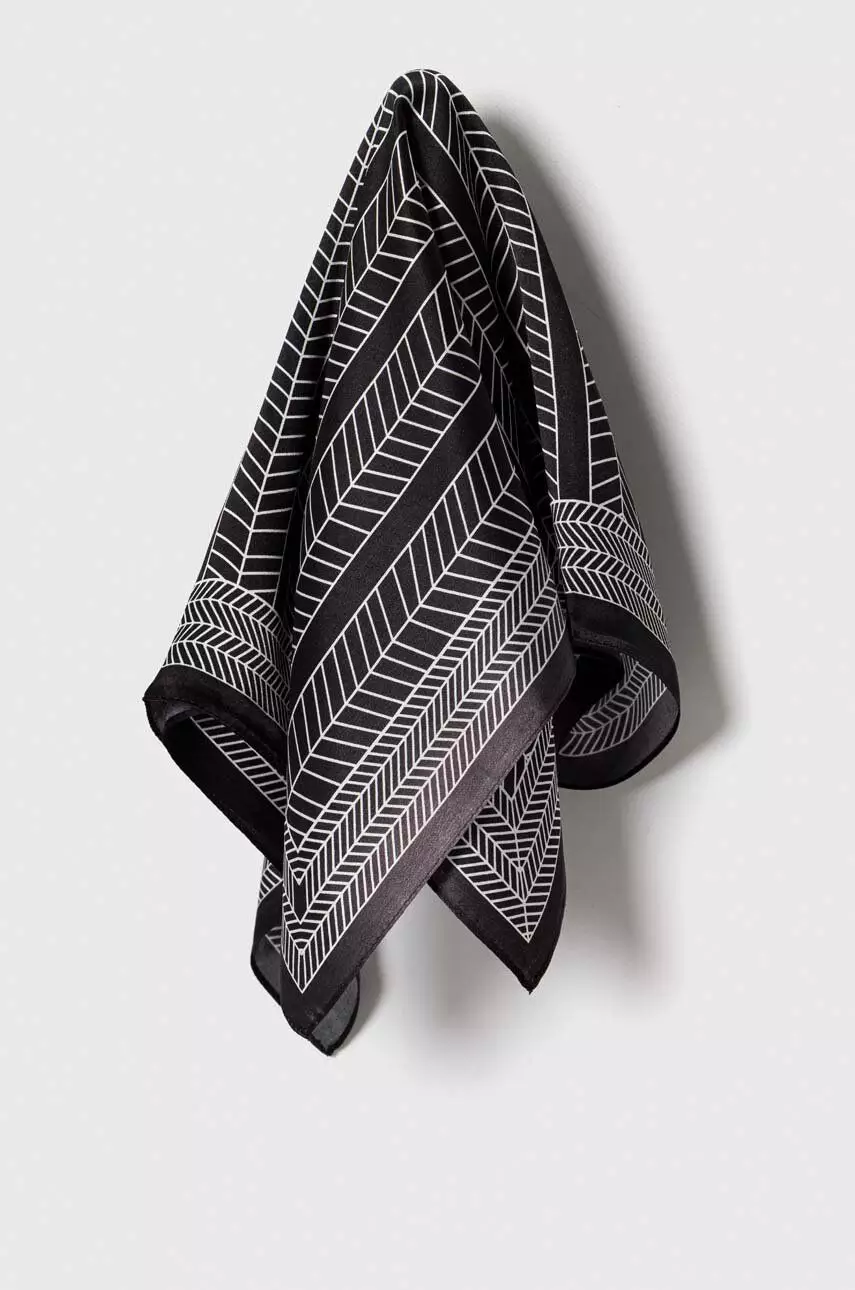 Answear Lab apaszka jedwabna kolor czarny wzorzysta